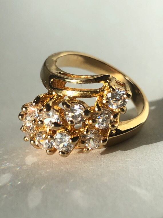 Waterfall CZ Cocktail Ring, 1970's Fashion Jewelr… - image 4