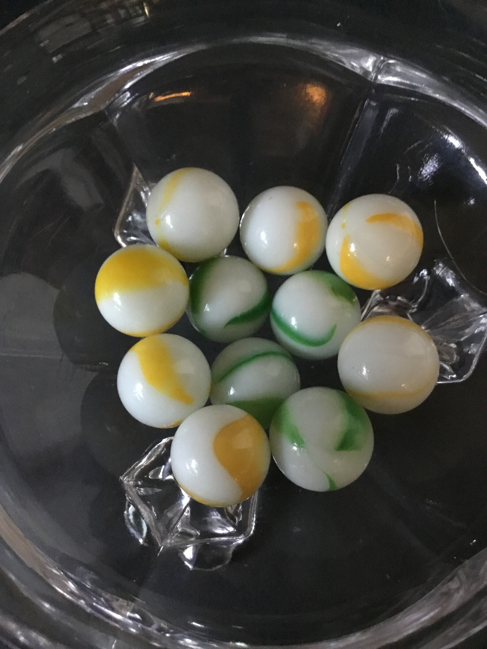 Vintage Toy Marbles, One-color on Opaque White, Lot of 11, Yellow and ...
