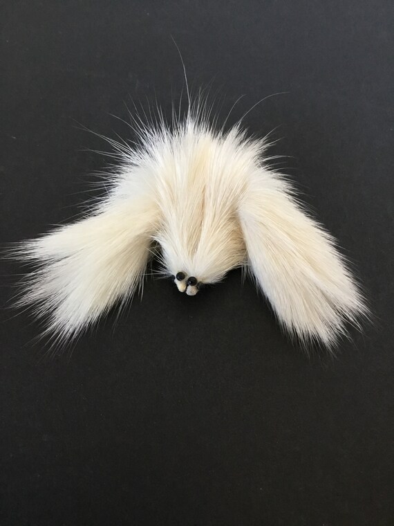 Vintage White Mink Fur Brooch, Two Miniature Foxe… - image 8