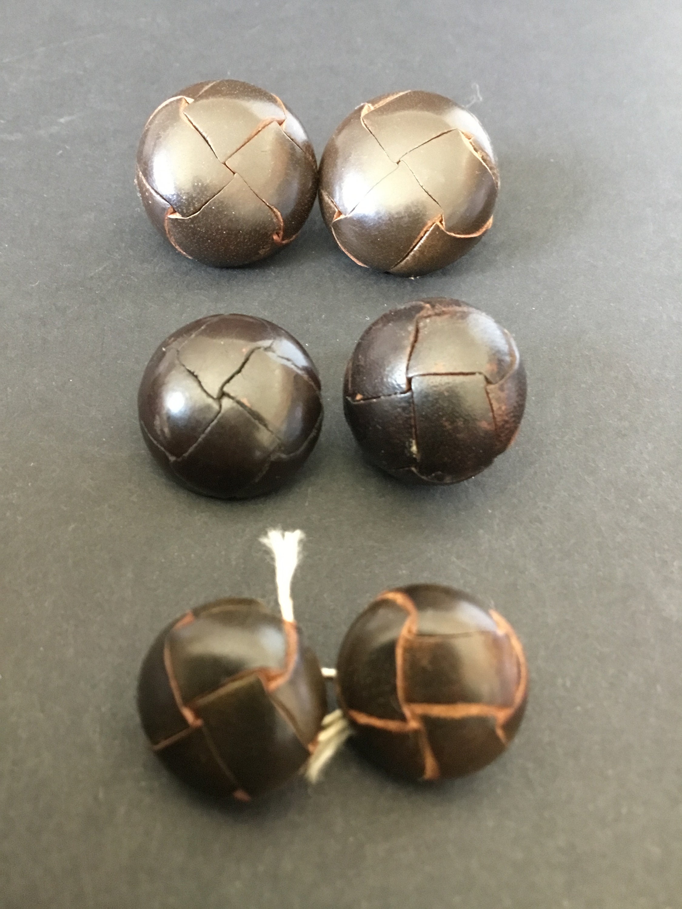 Vintage Leather Buttons With Leather Shanks Woven Leather | Etsy