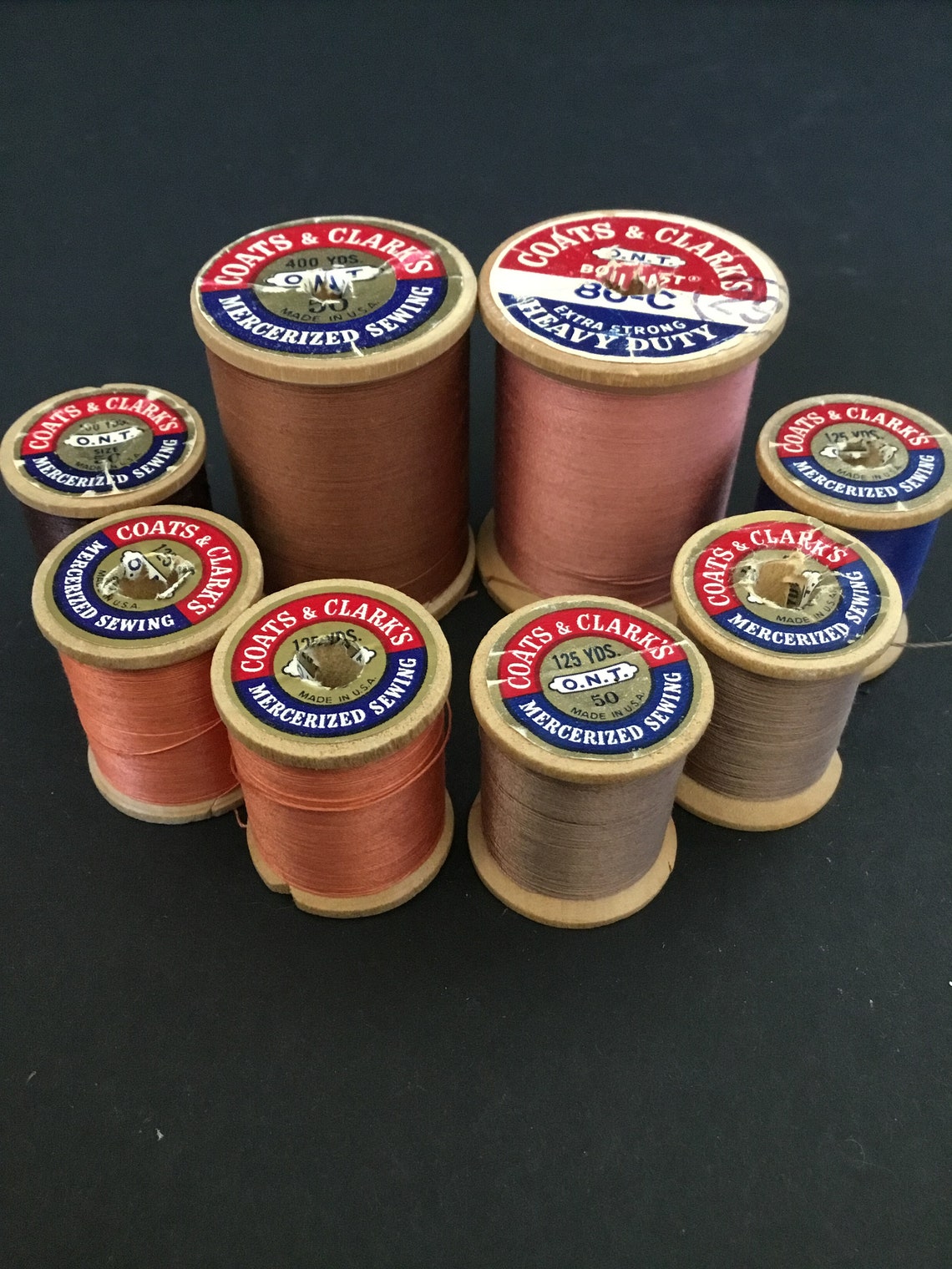 Vintage Coats & Clark Thread Wood Spools Mercerized Cotton Etsy