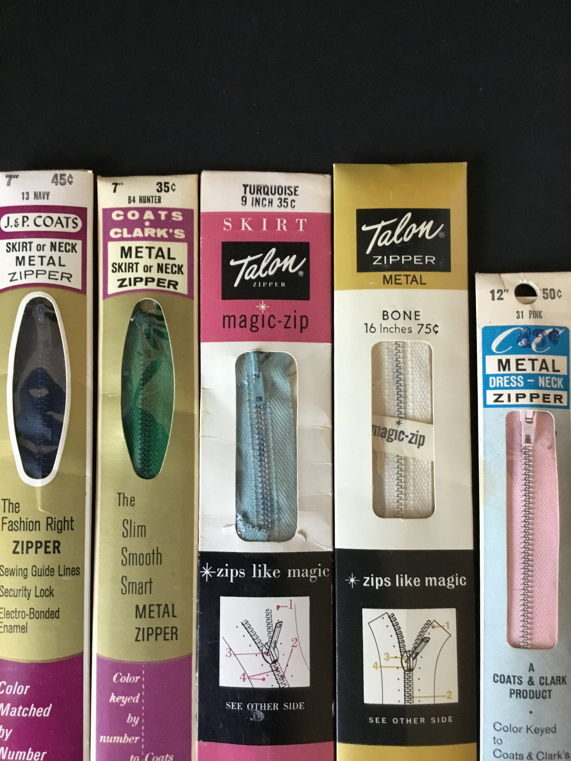 Vintage Zippers Lot of 5 Original Packages Talon J. P. Etsy