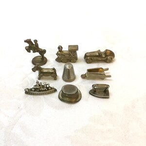 Vintage Monopoly Game Tokens, Gold Finish, Replacement Pieces, Lot of 9