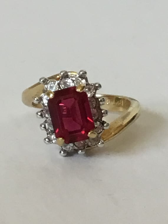 Vintage Ruby Red Cocktail Ring, Size 5 1/2, Faux … - image 10