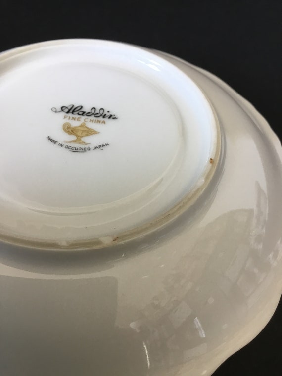 輸出陶器　maid in japan Aladdin Occupied Japan Moss Rose Tea Cup & Saucer, Aladdin Fine