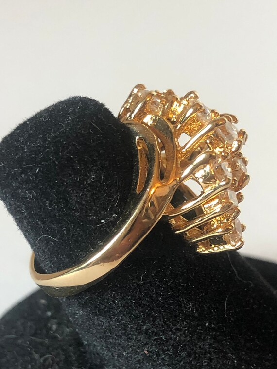 Waterfall CZ Cocktail Ring, 1970's Fashion Jewelr… - image 8