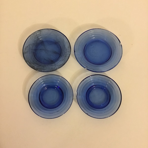 Vintage Chiquita Cobalt Blue Children's Dishes Made for Jack Pressman Toy Co. Set of 4=2 Plates & 2 Saucers, Alley Agate Company, L E Alley