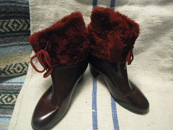 rain boots with fur trim