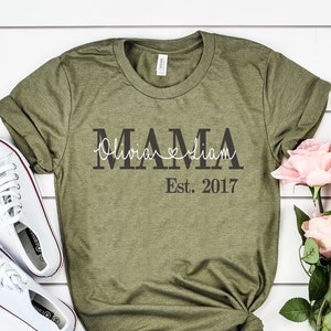 Personalized MAMA T-Shirt: Custom Names & Est. Year