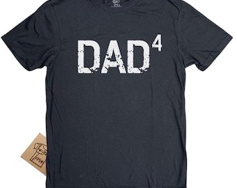 Dad4 T-Shirt Unisex Cotton Blend Tee for Father of Four, Dad of 4 Gift, Family Celebration, Father's Day, Grandpa Shirt, Announcement Tee