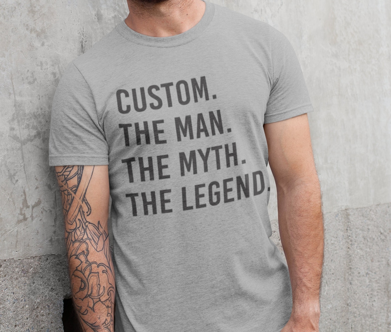 The Man the Myth the Legend Flag Grey Tee
