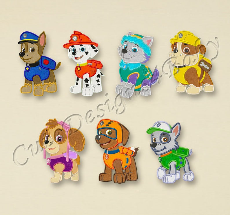 Paw Patrol Machine Embroidery Designs Paw Patrol Skye Number 1 applique embroidery design Instant download #040 Embroidery designs baby