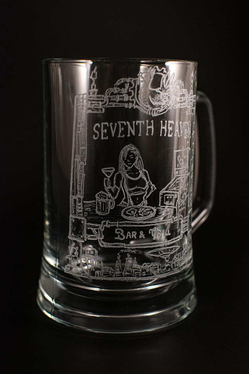 Hand Engraved Glass - Final Fantasy VII (FF7) Inspired - Tifa's Bar ...