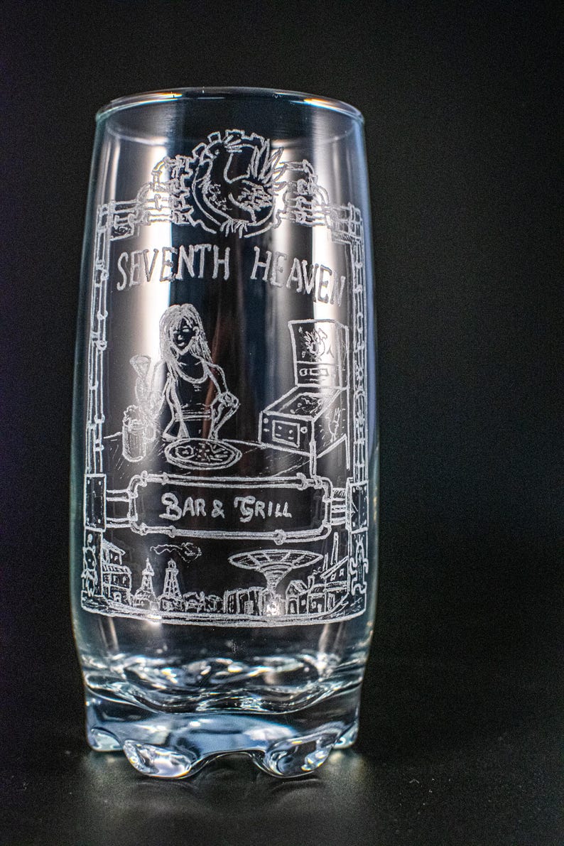 Hand Engraved Glass - Final Fantasy VII (FF7) Inspired - Tifa's Bar ...