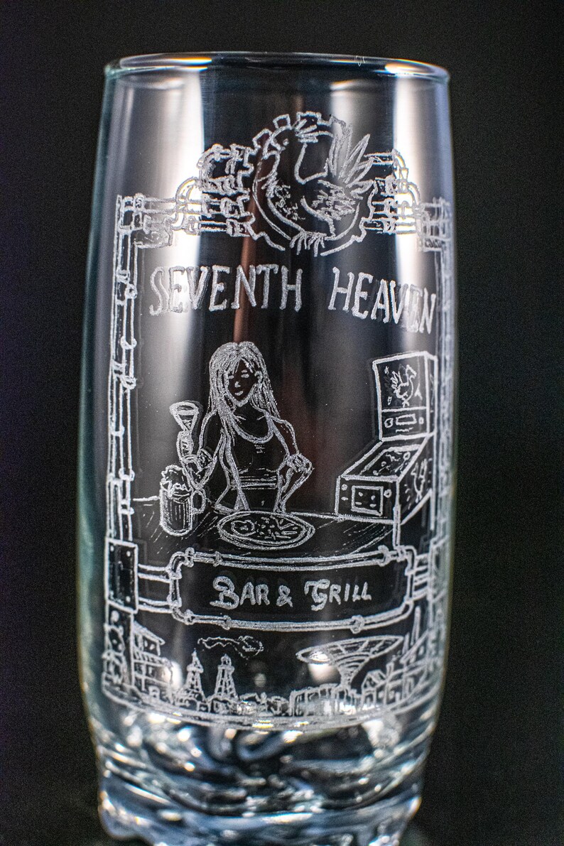 Hand Engraved Glass - Final Fantasy VII (FF7) Inspired - Tifa's Bar ...