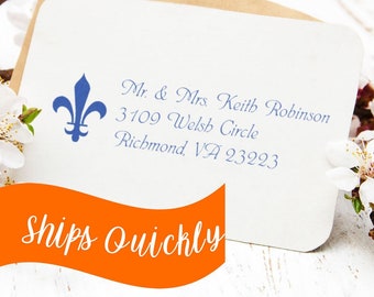 Customized Fleur de lis Name & Address Stamp | Ink Stamp