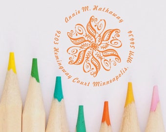 Custom Flower Housewarming Gift Return Address Stamp