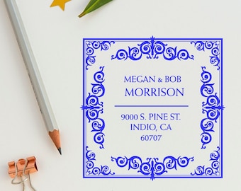 Custom Address Stamp | Border Weiss Address Rubber Stamp