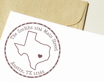Texas State Love Self Inking Custom Address Stamp, Personalized Texas Return Address Stamp, State Stamps | State Outline Address Stamp