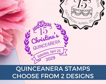 Custom Decorative Quinceañera RSVP Self-Inking Stamp