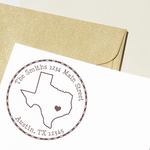 Texas State Love Self Inking Custom Address Stamp, Personalized Texas Return Address Stamp, State Stamps | State Outline Address Stamp