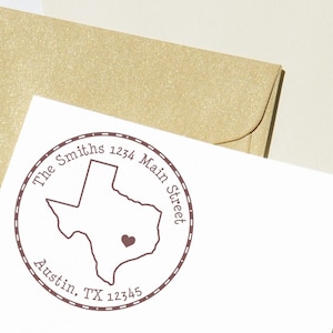 Texas State Love Self Inking Custom Address Stamp, Personalized Texas Return Address Stamp, State Stamps | State Outline Address Stamp