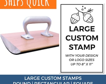 Large Custom Stamp with Customized Artwork or Logo, Business Packaging Stamps, Custom Made, Rocker Stamp Mount, Sizes 3", 4", 5", 6", 7", 8"