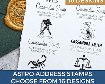 Astrology Sign Custom Address Stamp - Celestial Designs