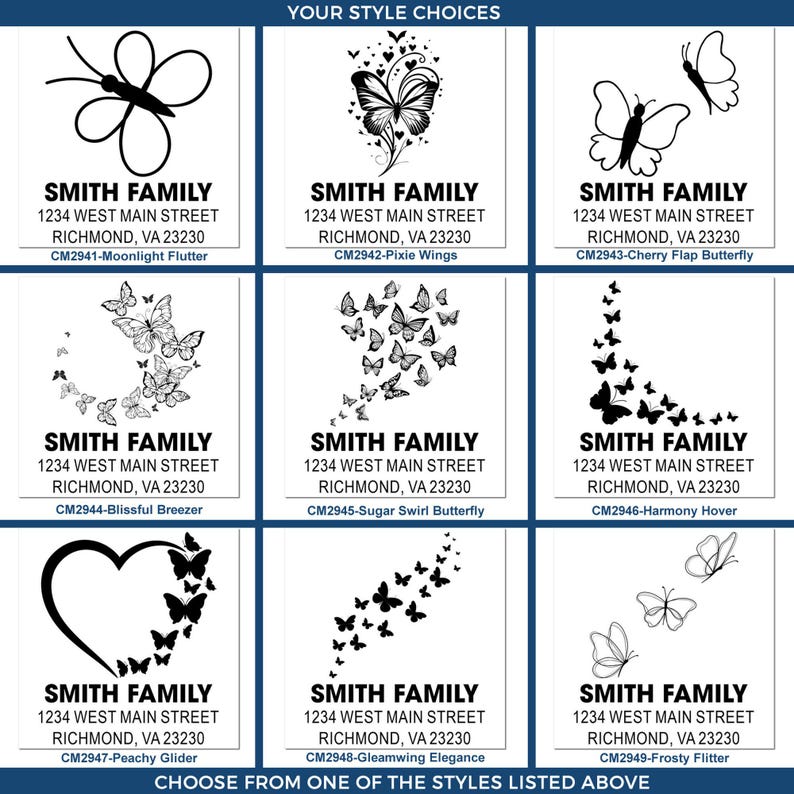 Variant design of personalized stamp showing classic design ideal for home offices