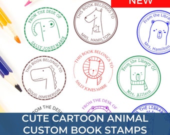 Cartoon Animal Custom Book Stamp - Classroom Library Stamp