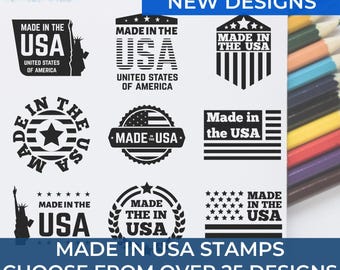 Custom Made in USA Stamp for Products,  Wood Rubber Stamp or Self-Inking Stamps, Custom, Design, Made in America, for Packaging, for Crafts