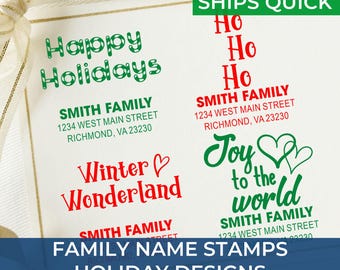 Custom Reindeer Address Heirloom Quality Stamp – Personalized Self-Inking Return Address for Christmas Cards, Holiday Cards, Gift Tags