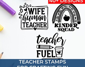 Teacher Scrapbooking Stamps Custom with Motivational Sayings, Apples & Books – Perfect for Classroom, Cards and Crafting