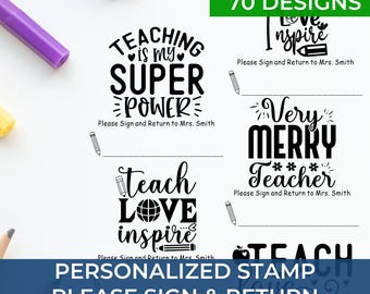 Teacher Name Stamp – Personalized From the Classroom of Stamp for Grading, Homework & Classroom Supplies, Teacher Custom Gift