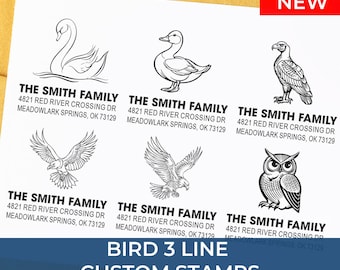 Personalized Bird Address Stamp, 3 Line Custom Rubber Stamp, Return Address Stamp, Wedding Invitation Stamp, Self Inking Stamp