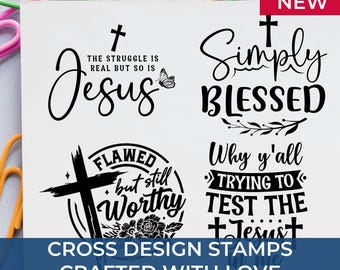 Faith-Based Scrapbooking Stamp Custom Set with Christian Symbols, Bible Verses and Crosses – Ideal for Cards, Journals & Religious Crafts