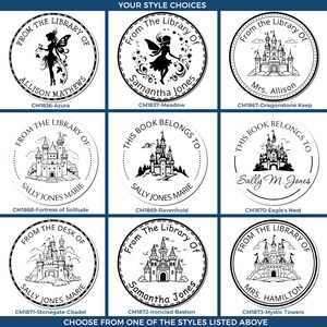 Whimsical design bookplates featuring creative crafts and enchanting library decor. Personalize your library with these whimsical crafts, showcasing unique styles like castles and fairies. Perfect for adding charm to your book collection.