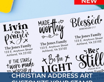 Custom Church Address Made to Order Stamp – Personalized Christian Return Address, Cross Design, Religious Gift, Self Inking, Housewarming