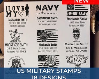 U.S. Military Veteran Personalized Address Stamp, Personalized Address Stamp, Patriotic Gift for Service Members, Self-Inking Stamp