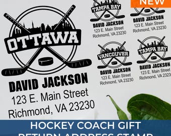 Family Hockey Address Gift Ready Stamp – Custom Return Address Stamp for Hockey Families, Personalized Sports Gift