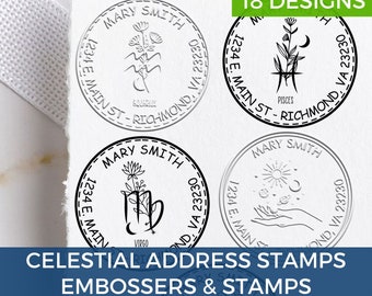 Zodiac Birth Flower Address Stamps & Embossing Seals