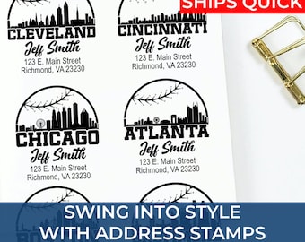 Custom Baseball Address Exclusive Design Stamp – Personalized Return Address, Sports Fan Gift, Housewarming, Coach Gift, Self-Inking