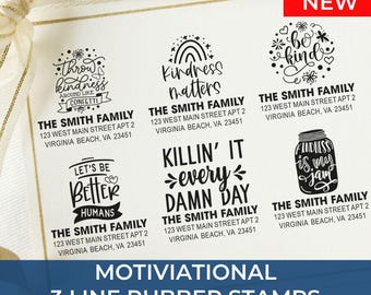 Inspirational Sayings Stamp | 3 Line Custom Stamp | Personalized Self-Inking Rubber Stamp | Motivational Teacher Business Office Stamp