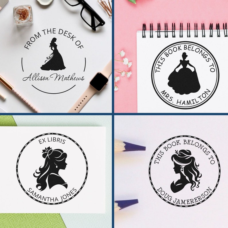 Customized princess book stamper for personalized gifts. Creative gifts like storybook gifts make reading special. Perfect for adding a personal touch to books, these unique stamps are ideal for book lovers and gift-giving occasions.