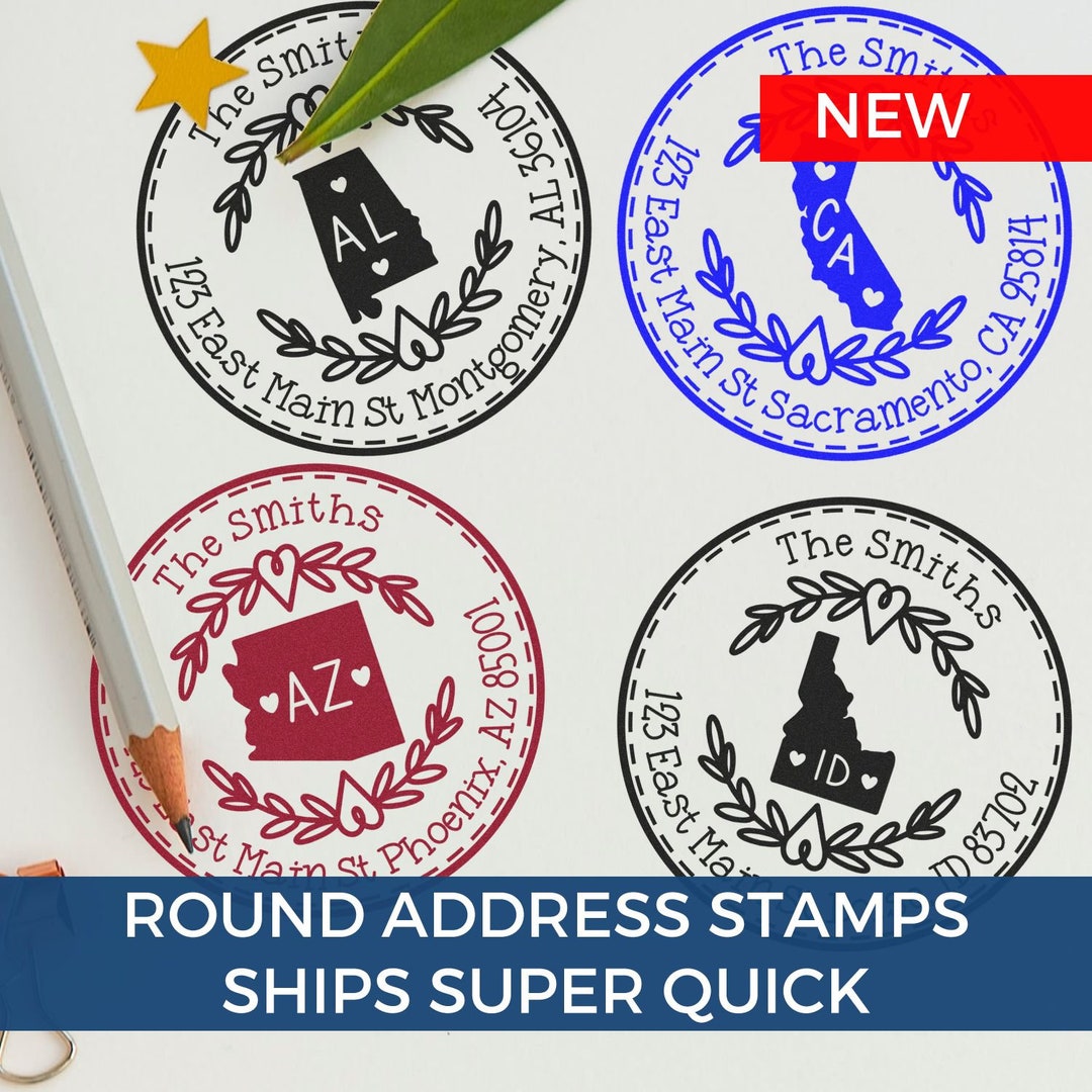State Outline Address Label Stamp, Perfect for Personalized for Her