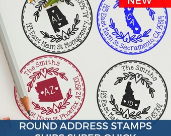 State Outline Address Label Stamp - Personalized Stamp