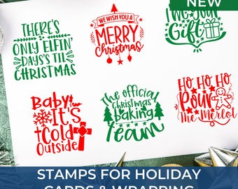 Christmas Rubber Stamps Artisan Made with Santa, Snowmen and Festive Greetings – Perfect for Scrapbooking, Card Making & Holiday Crafts