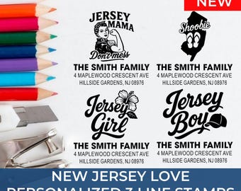 Classic New Jersey Address Stamp Housewarming Gift: 25+ Design Styles