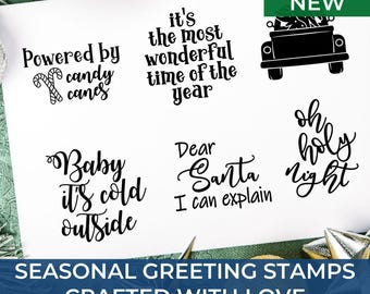 Santa and Snowman handmade Themed Scrapbooking Stamps – Holiday Greetings Rubber Stamps for Christmas Cards, Crafts & Seasonal Projects