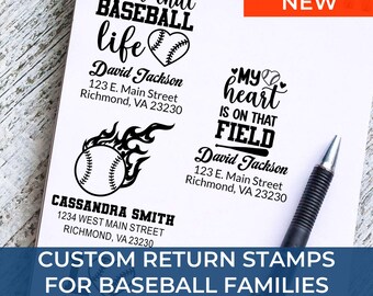 Personalized Baseball Mail Exclusive Design Stamp – Custom Return Address, Sports Fan Gift, Housewarming, Coach Gift, Self-Inking Stamp